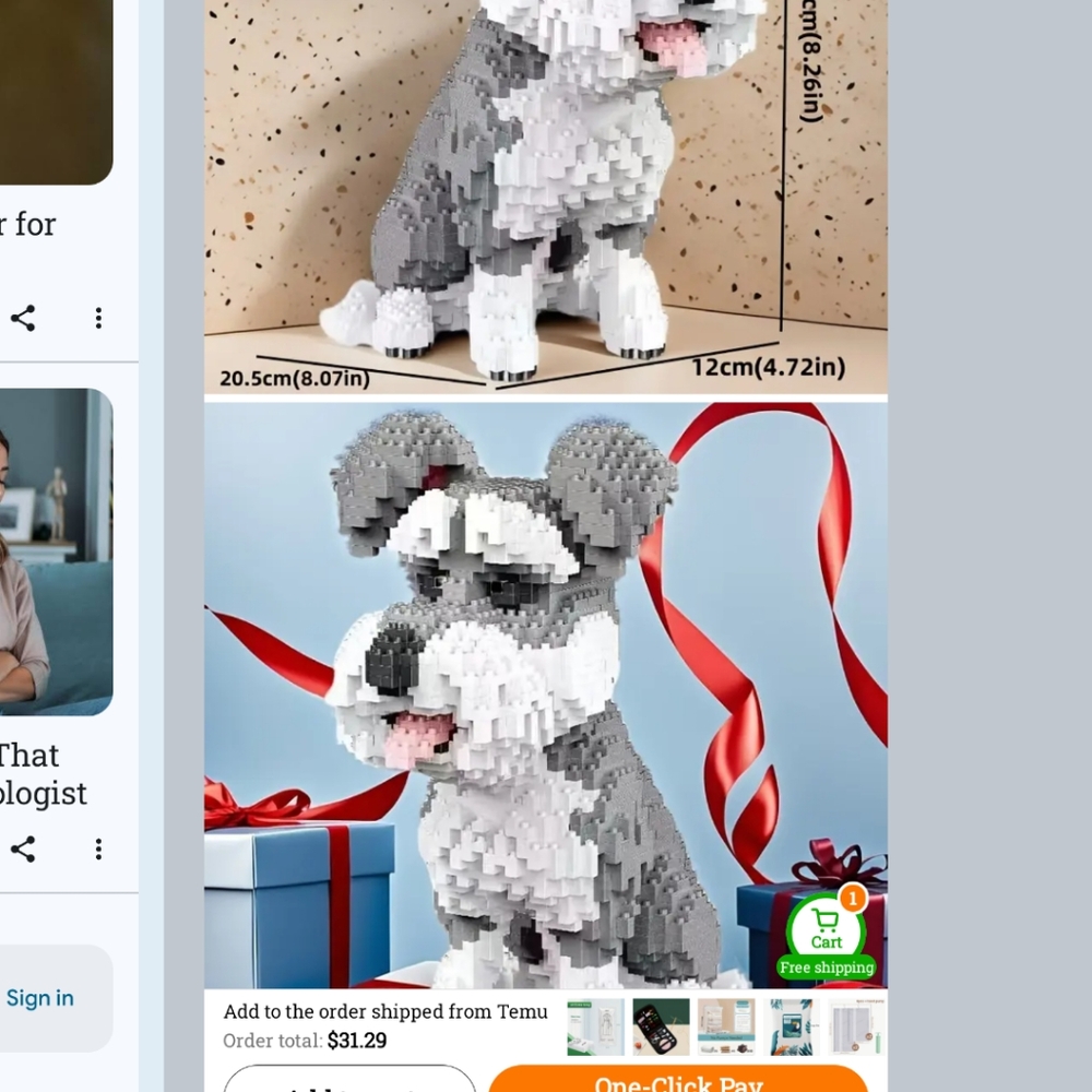 Schnauzer Dog Building Block Set - Gray and White